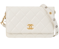 Wallet On Chain, Leather, White, LLAC5885, B/DB, 3*